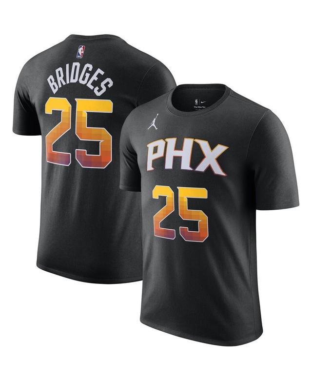 Mens Jordan Mikal Bridges Black Phoenix Suns 2022/23 Statement Edition Name and Number T-shirt Product Image