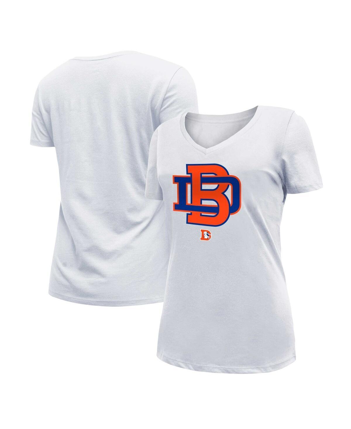 Womens New Era White Denver Broncos City Originals V-Neck T-shirt Product Image