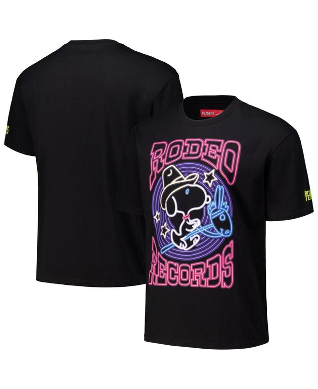 Freeze Max Mens Black Peanuts Snoopy Rodeo Loose Fit T-Shirt Product Image