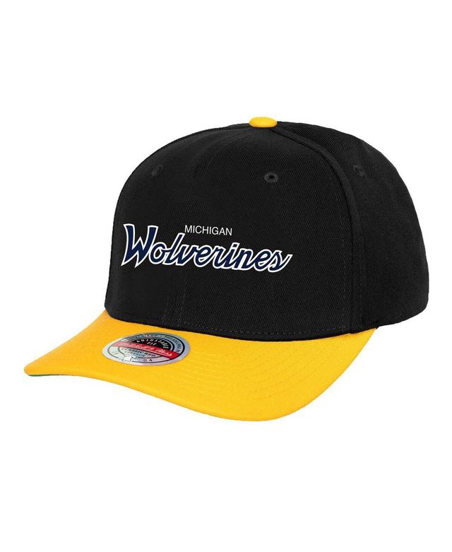 Mens Mitchell & Ness Black Michigan Wolverines Team Script 2.0 Snapback Hat Product Image