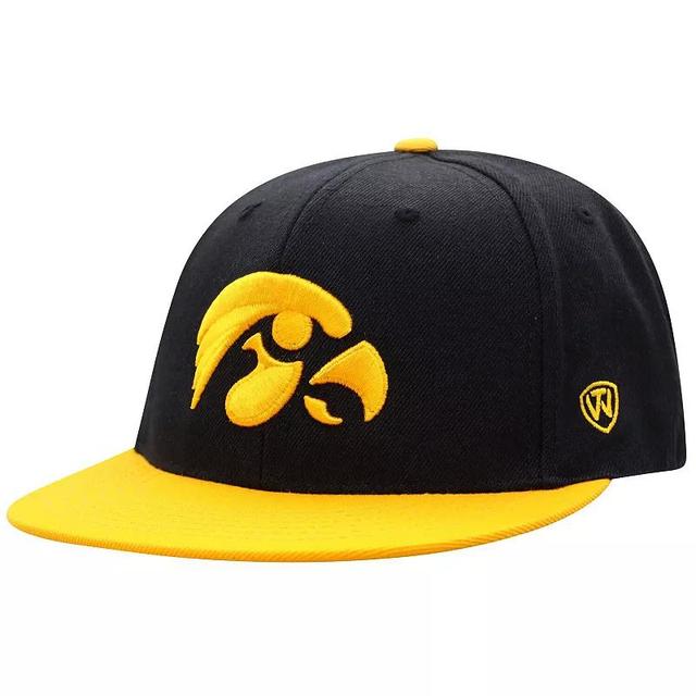 Mens Top of the World Black Iowa Hawkeyes Team Color Two-Tone Fitted Hat - Black Product Image