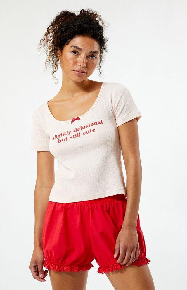 Daisy Street Womens Slightly Delusional But Still Cute Cropped T-Shirt Product Image