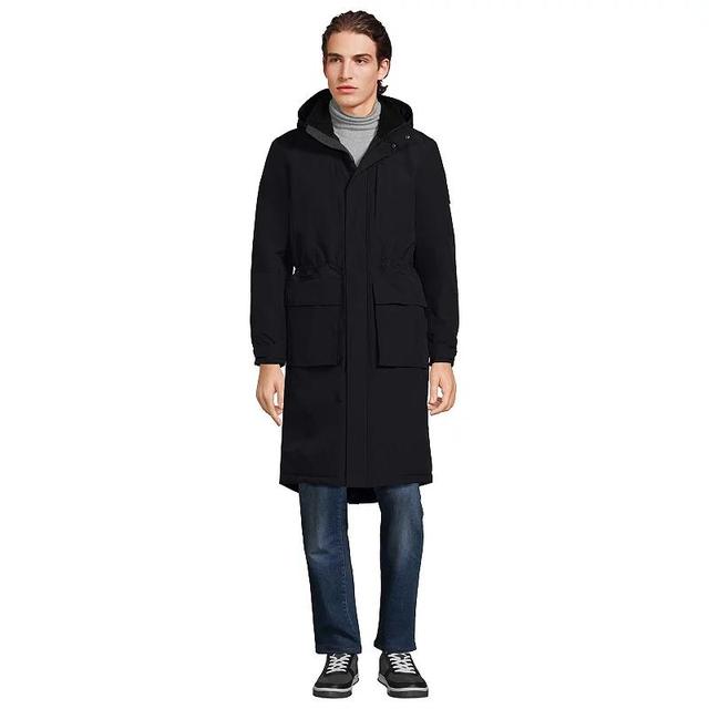 Big & Tall Lands End Squall Waterproof Insulated Winter Stadium Coat, Mens Black Product Image