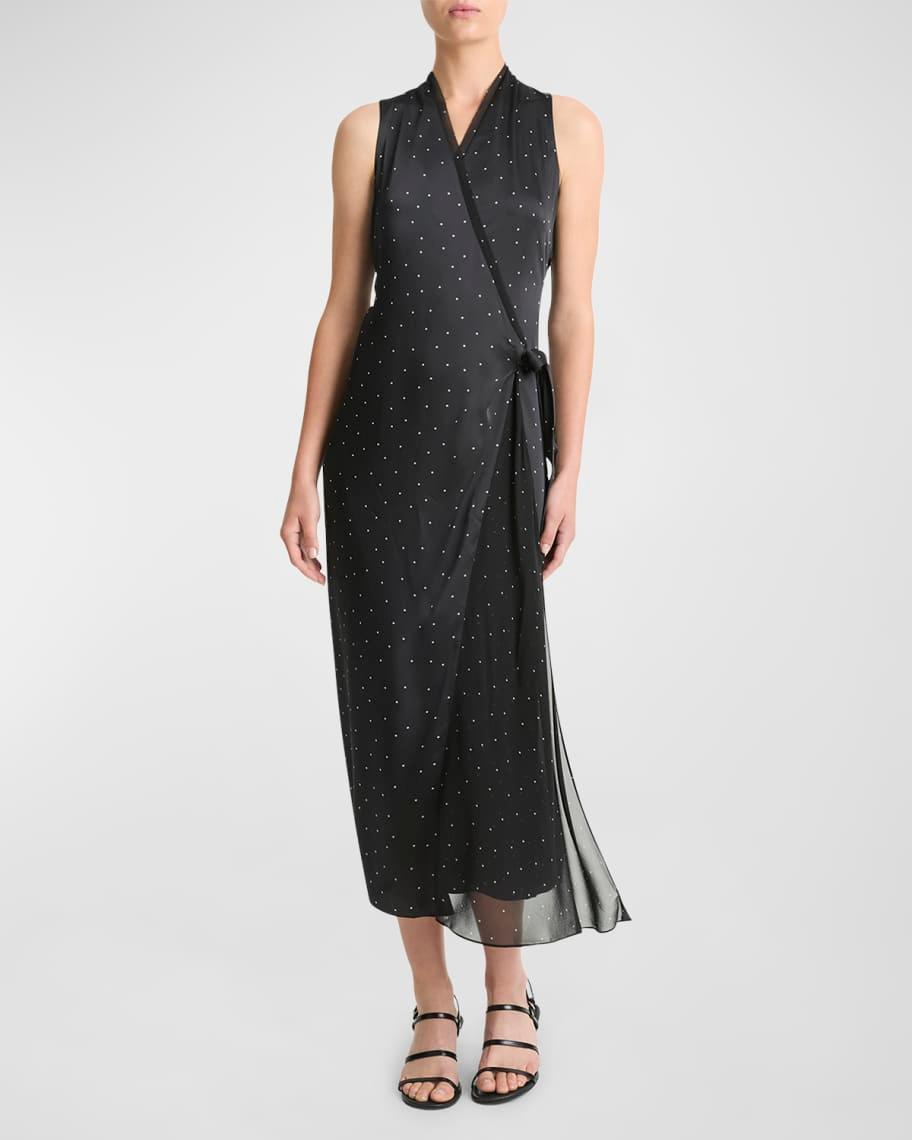 Dot Chiffon Midi Wrap Dress Product Image