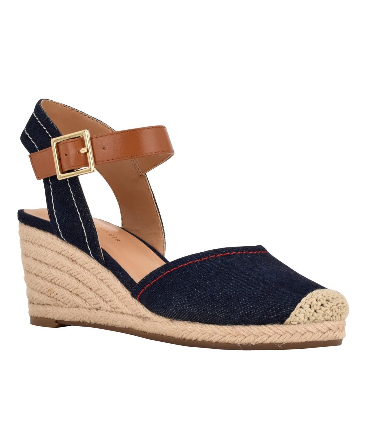 Tommy Hilfiger Womens Nilsa Classic Close Toe Wedge Sandal - Light Natural - Textile Product Image