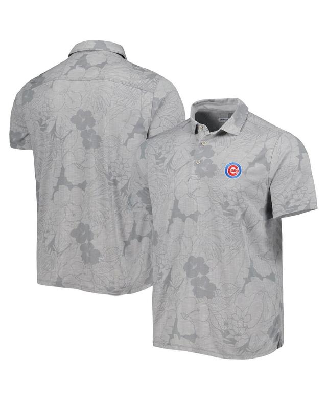 Mens Tommy Bahama Gray Chicago Cubs Miramar Blooms Polo Shirt Product Image