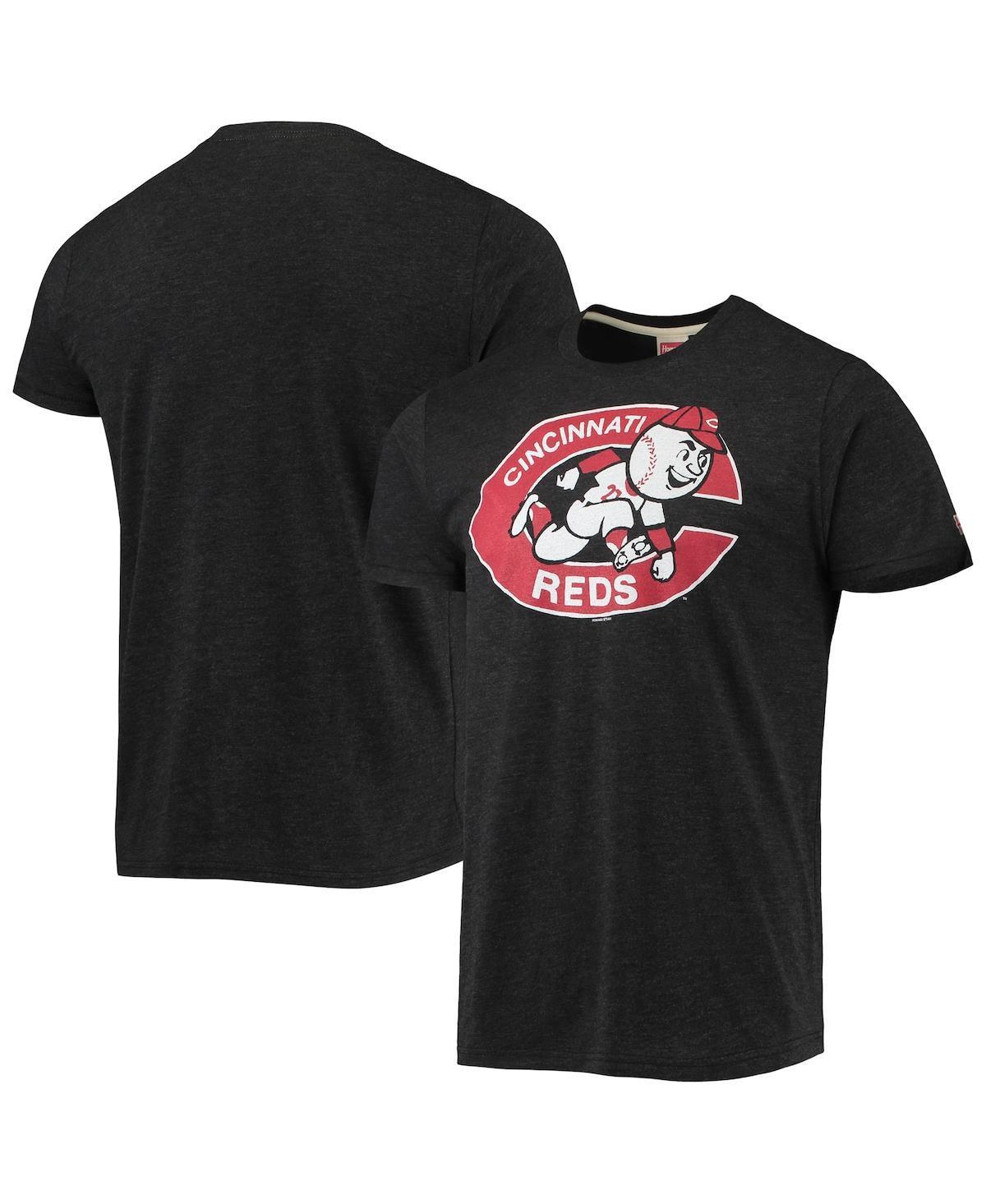 Mens Homage Charcoal Cincinnati Reds Hand-Drawn Logo Tri-Blend T-Shirt Product Image