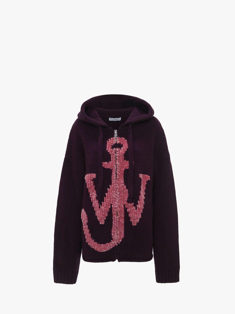 ANCHOR LOGO HOODIE WITH ZIP in purple | JW Anderson US  Product Image