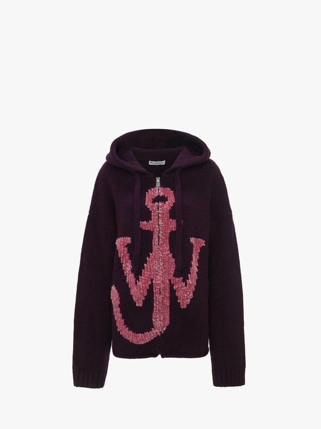 ANCHOR LOGO HOODIE WITH ZIP in purple | JW Anderson US  Product Image