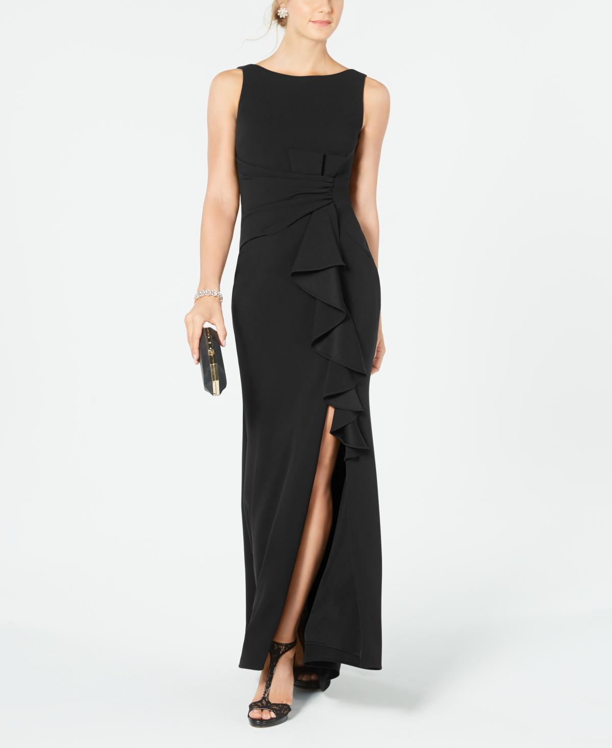 Betsy & Adam Ruffle Bow Trumpet Gown Product Image