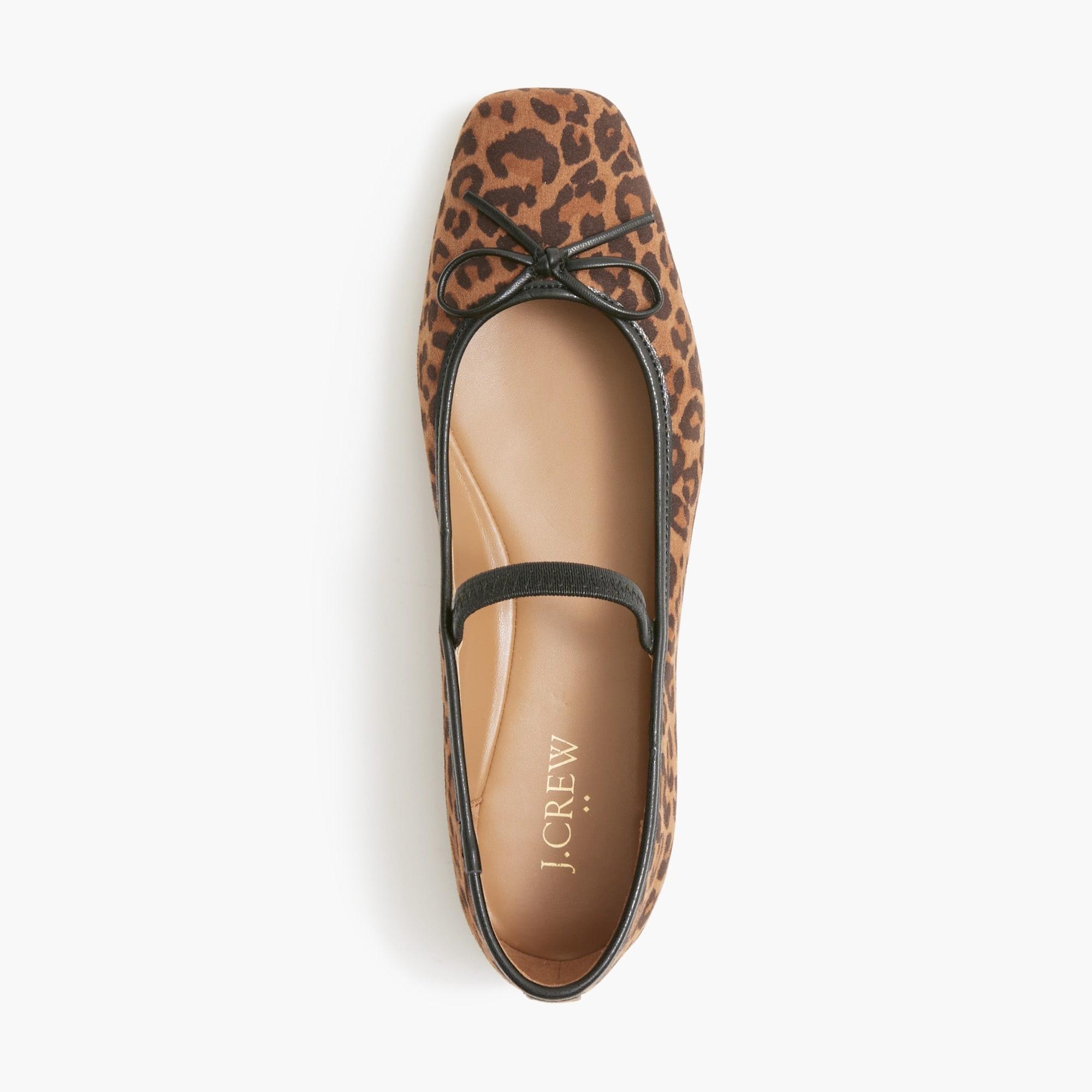 Leopard square-toe ballet flats with strap Product Image