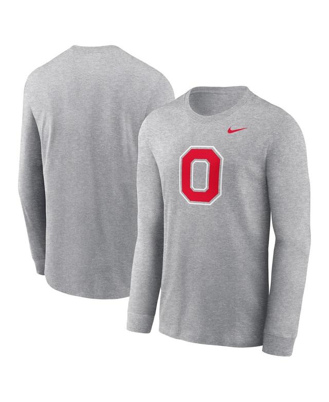 Nike Mens Heather Gray Ohio State Buckeyes Alternate Logo Long Sleeve T-Shirt Product Image