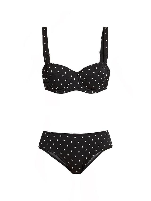 Womens Polka-Dot Underwire 2-Piece Bikini Set Product Image