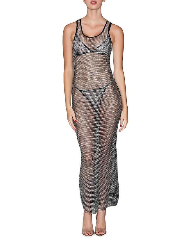 Womens Rhinestone-Embellished Fishnet Dress Product Image