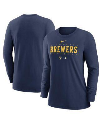 Womens Nike Navy Milwaukee Brewers Authentic Collection Legend Performance Long Sleeve T-shirt Product Image