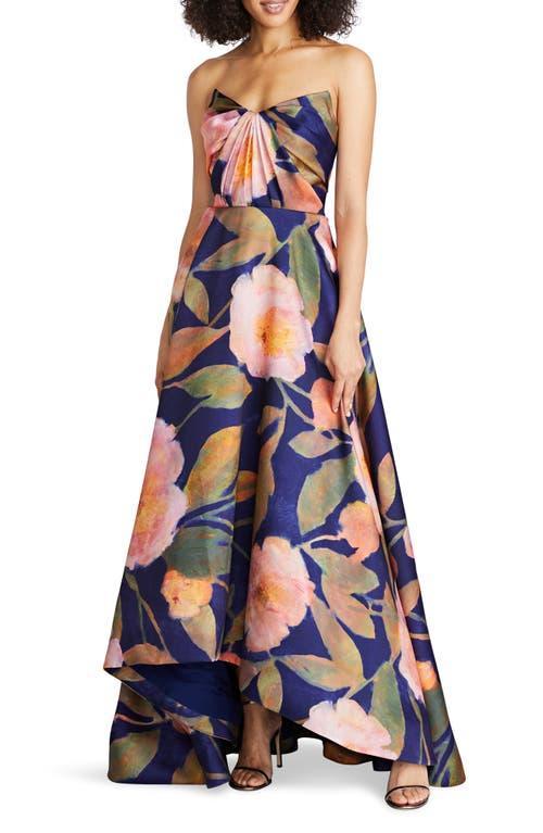 Theia Emilia Floral Print Strapless Mikado Gown Product Image