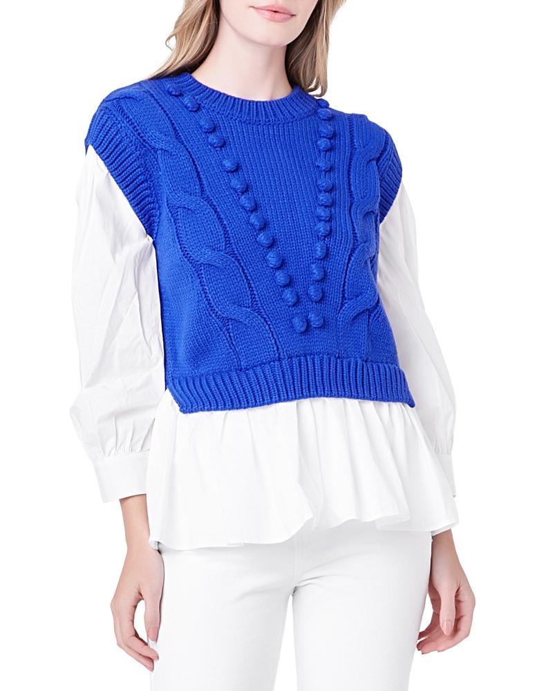 English Factory Mixed Media Cable Stitch Sweater Product Image