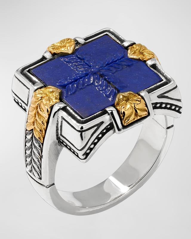 Mens Laconia Sterling Silver, 18K Yellow Gold & Lapis Lazuli Ring Product Image