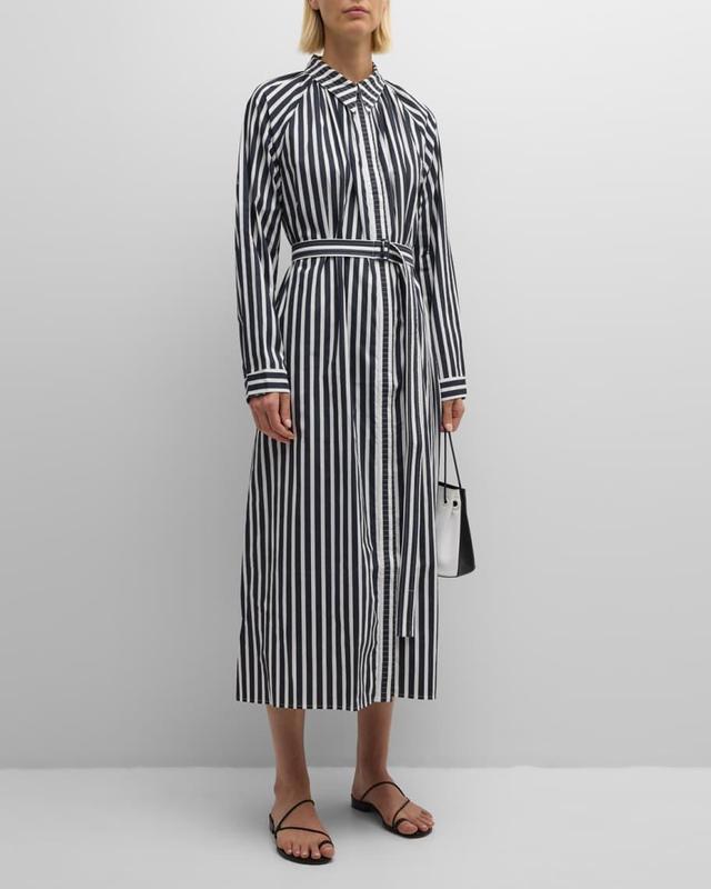 Heidi Striped Organic Cotton Midi Shirtdress Product Image