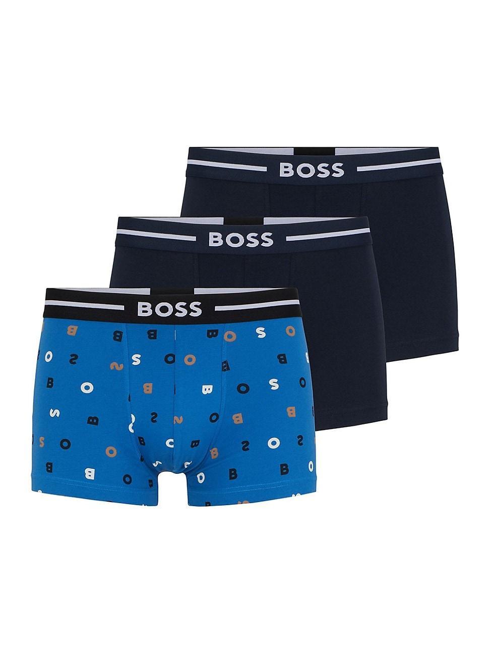 BOSS Mens 3-Pack Logo Trunks - Blue Product Image