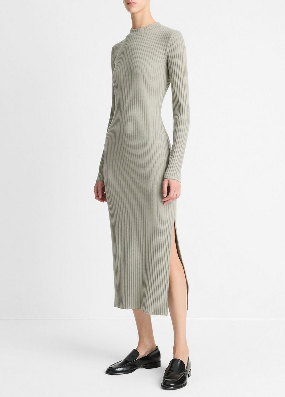 Ribbed Cotton-Blend High-Neck Dress Product Image