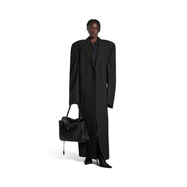 Cut Away Boxy Coat in Black Product Image