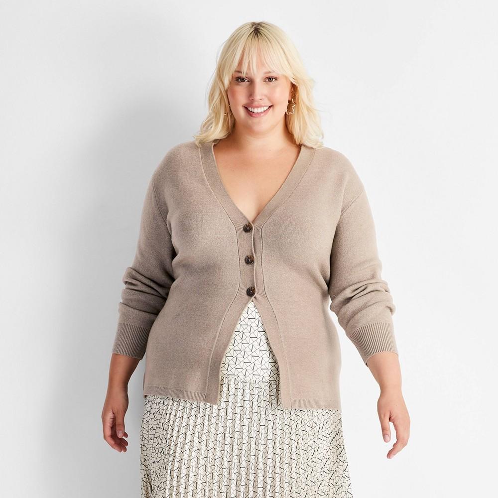 Womens Nipped Waist Cardigan - Future Collective Brown 4X Product Image