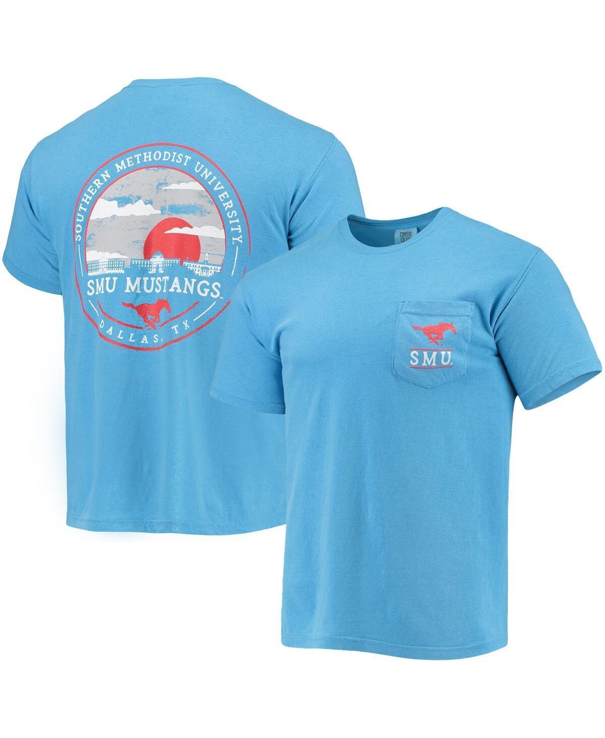 Mens Light Blue SMU Mustangs Circle Campus Scene T-Shirt Product Image