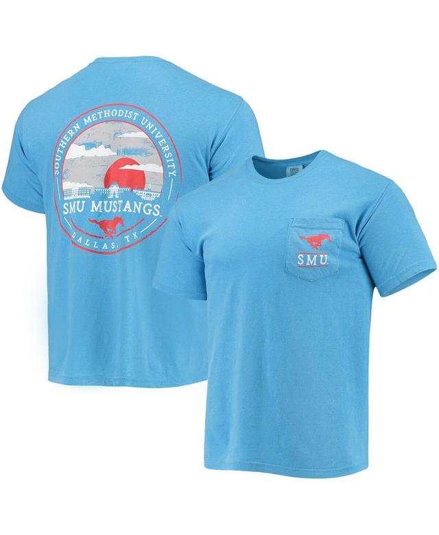 Mens Light Blue SMU Mustangs Circle Campus Scene T-Shirt Product Image