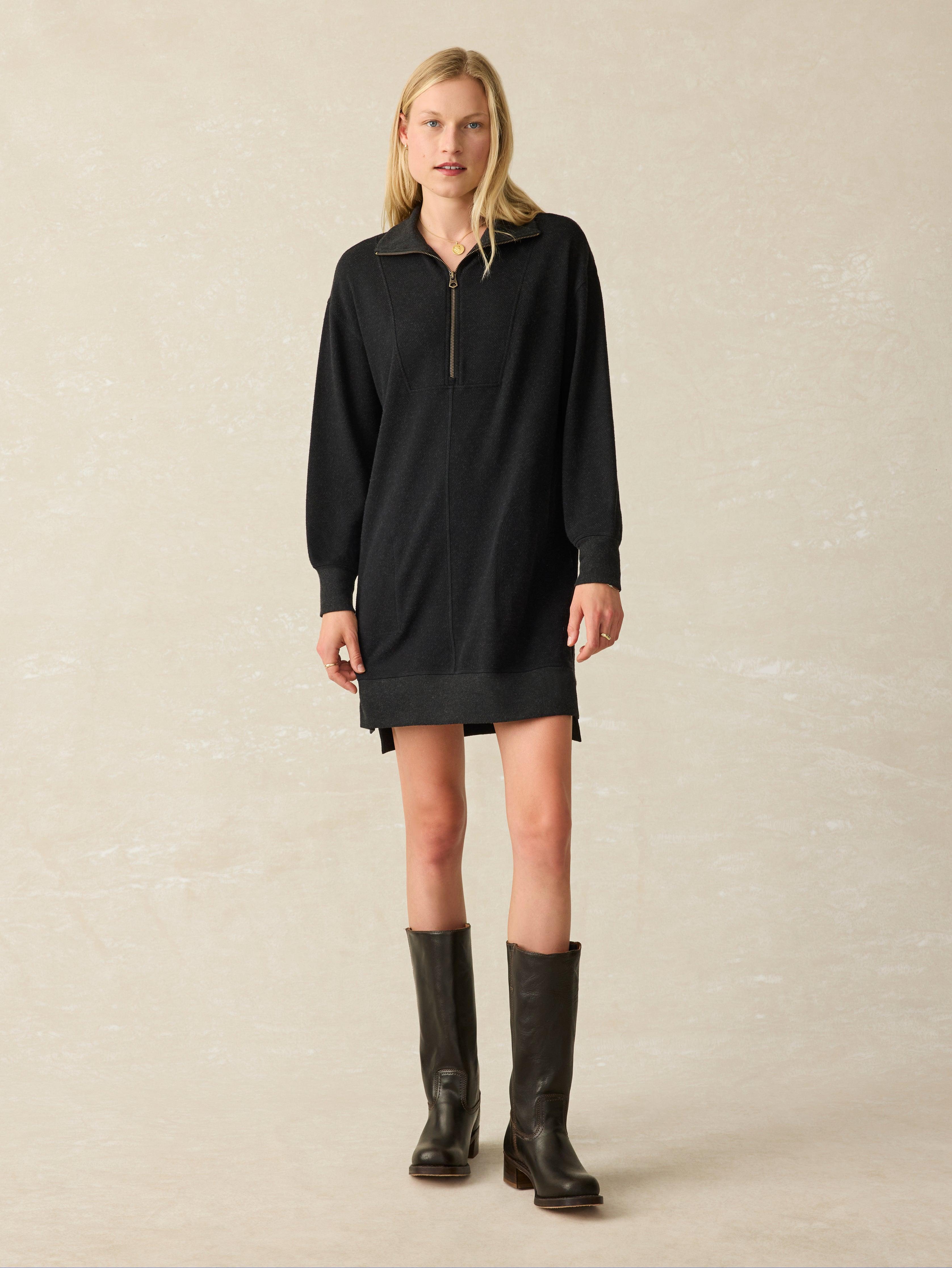 Legend™ Quarter Zip Dress - Heathered Black Twill Female Product Image