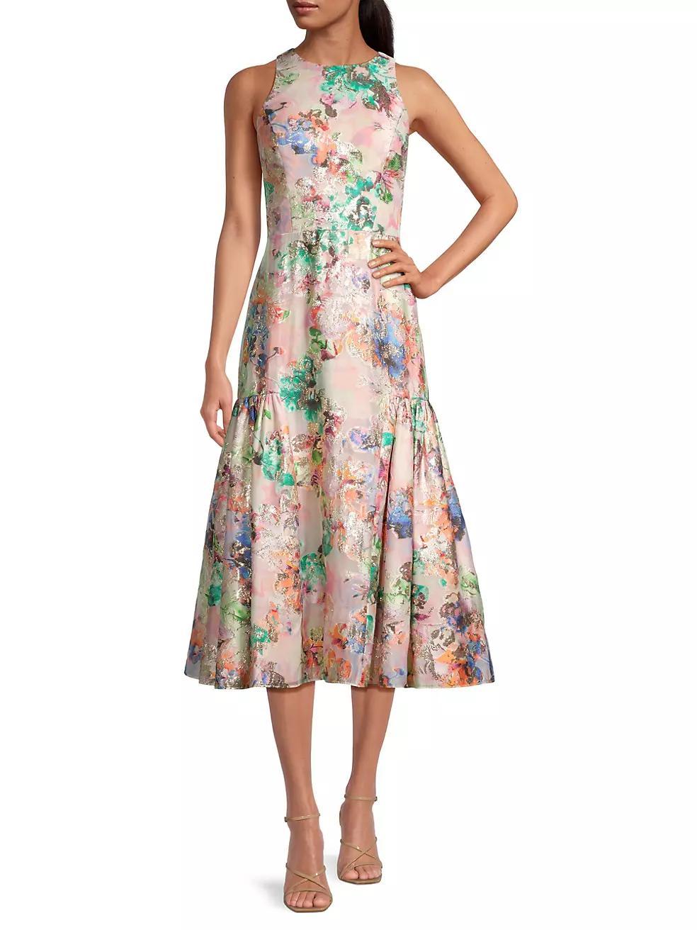 Floral Jacquard Midi-Dress Product Image