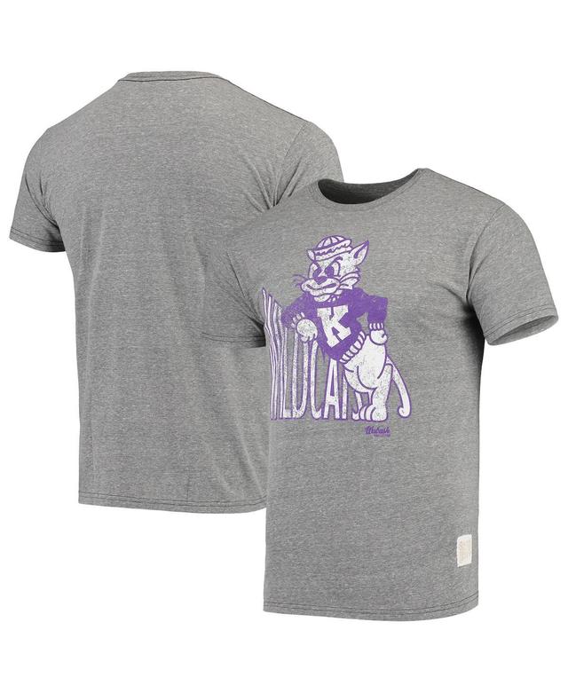 Mens Original Retro Brand Heathered Gray Kansas State Wildcats Vintage Logo Tri-Blend T-Shirt Product Image