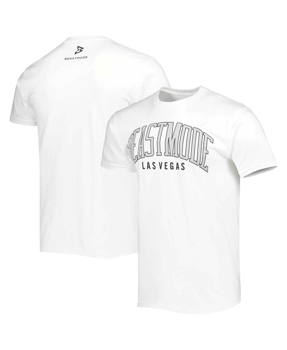 Mens White Beast Mode Logo Collegiate T-shirt Product Image