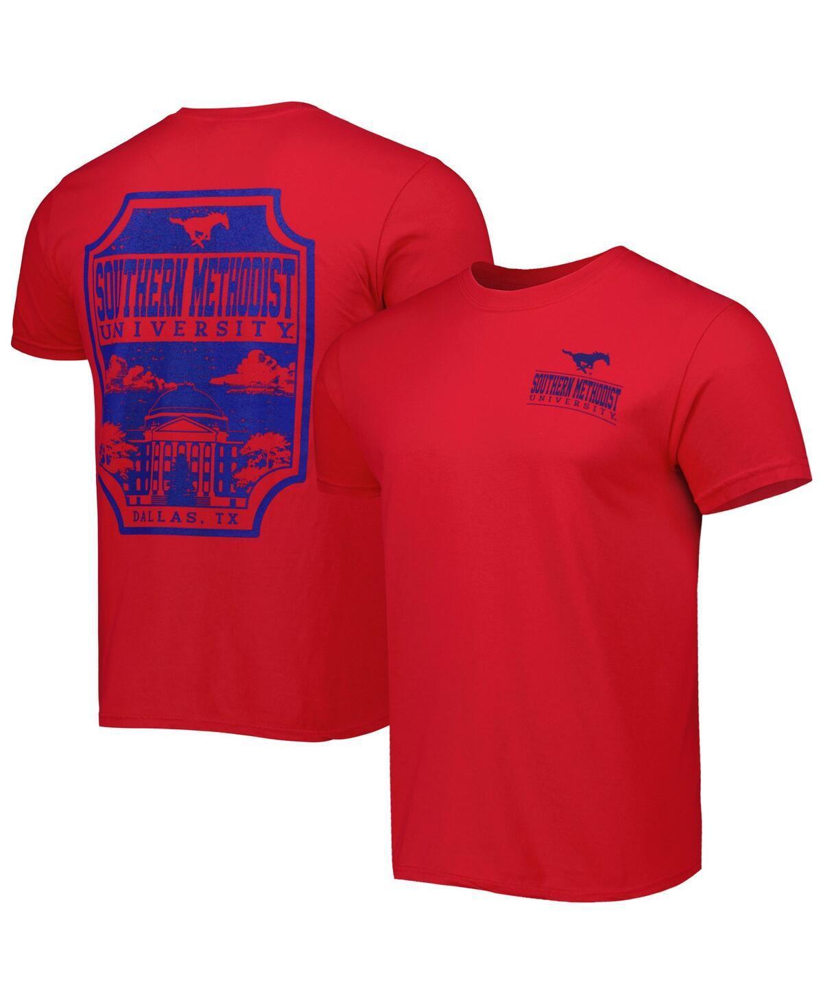 Mens Red SMU Mustangs Logo Campus Icon T-Shirt Product Image