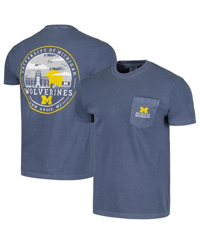 Mens Navy Michigan Wolverines Striped Sky Comfort Colors Pocket T-shirt Product Image