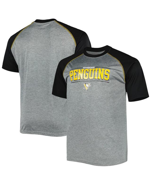 Mens Heather Gray Pittsburgh Penguins Big & Tall Logo Raglan T-Shirt Product Image