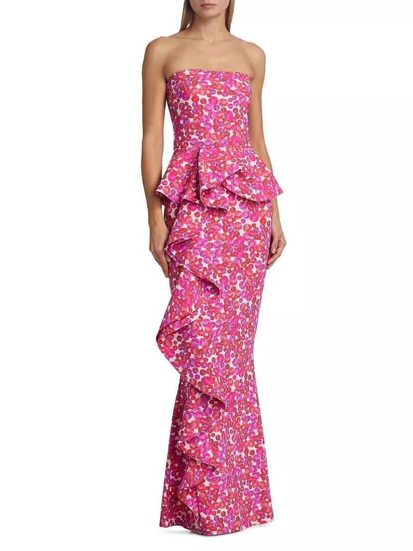 Hafsah Floral Ruffle Column Gown Product Image