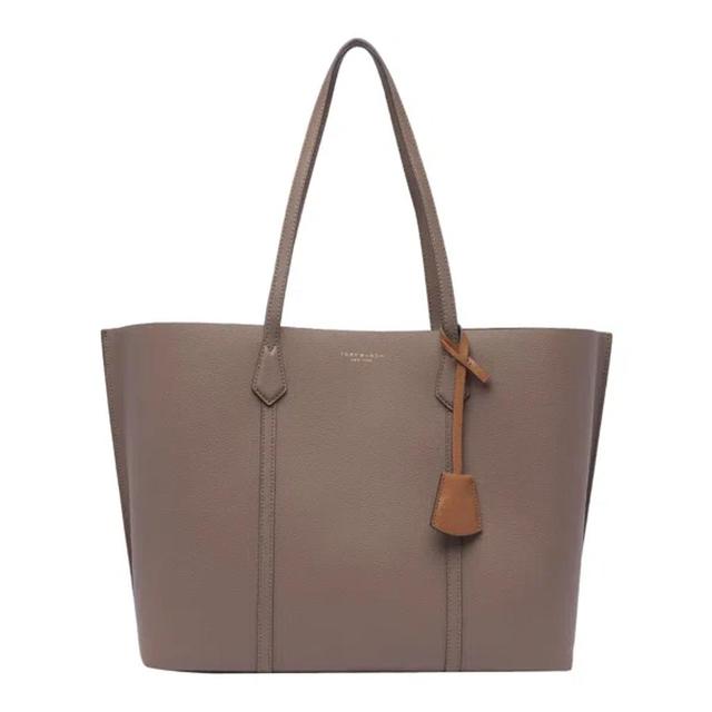 Beige Perry Triple Leather Tote Bag In Brown Product Image