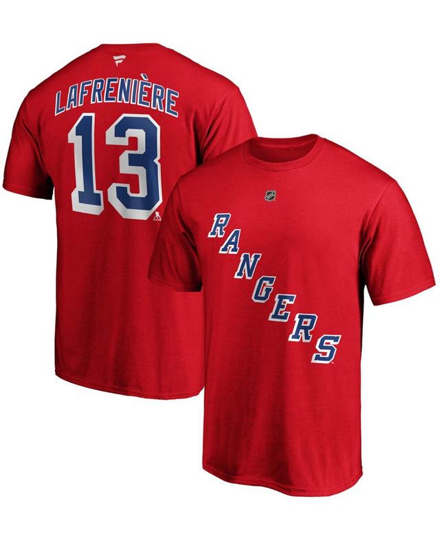 Mens Alexis Lafreniere Blue New York Rangers Authentic Stack Name and Number T-shirt Product Image