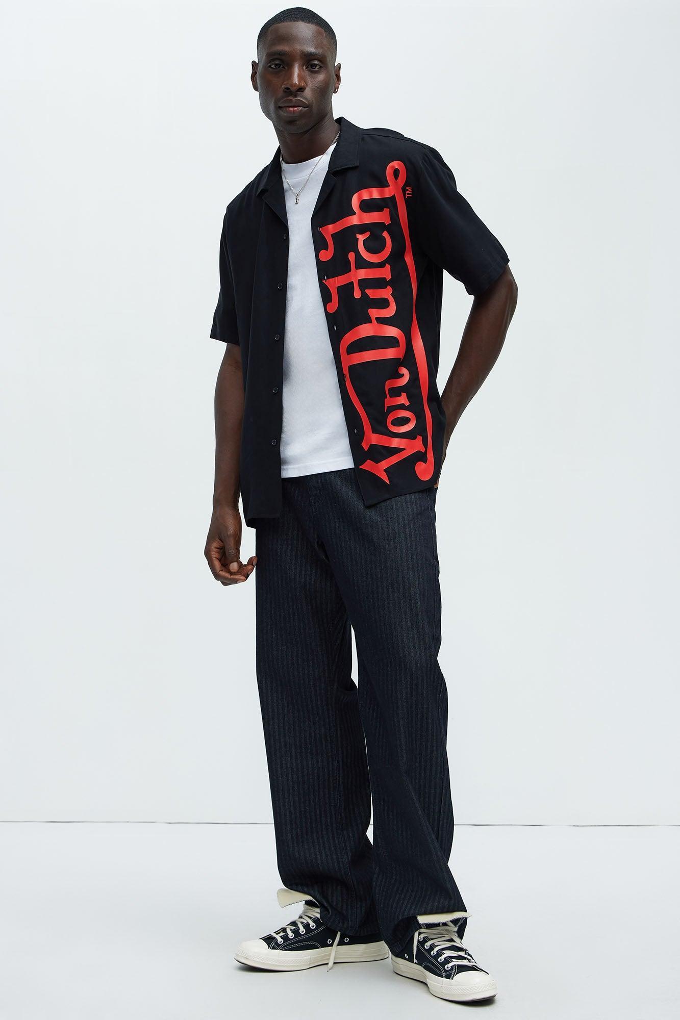 Von Dutch Oversized Red Font Shirt - Black Product Image