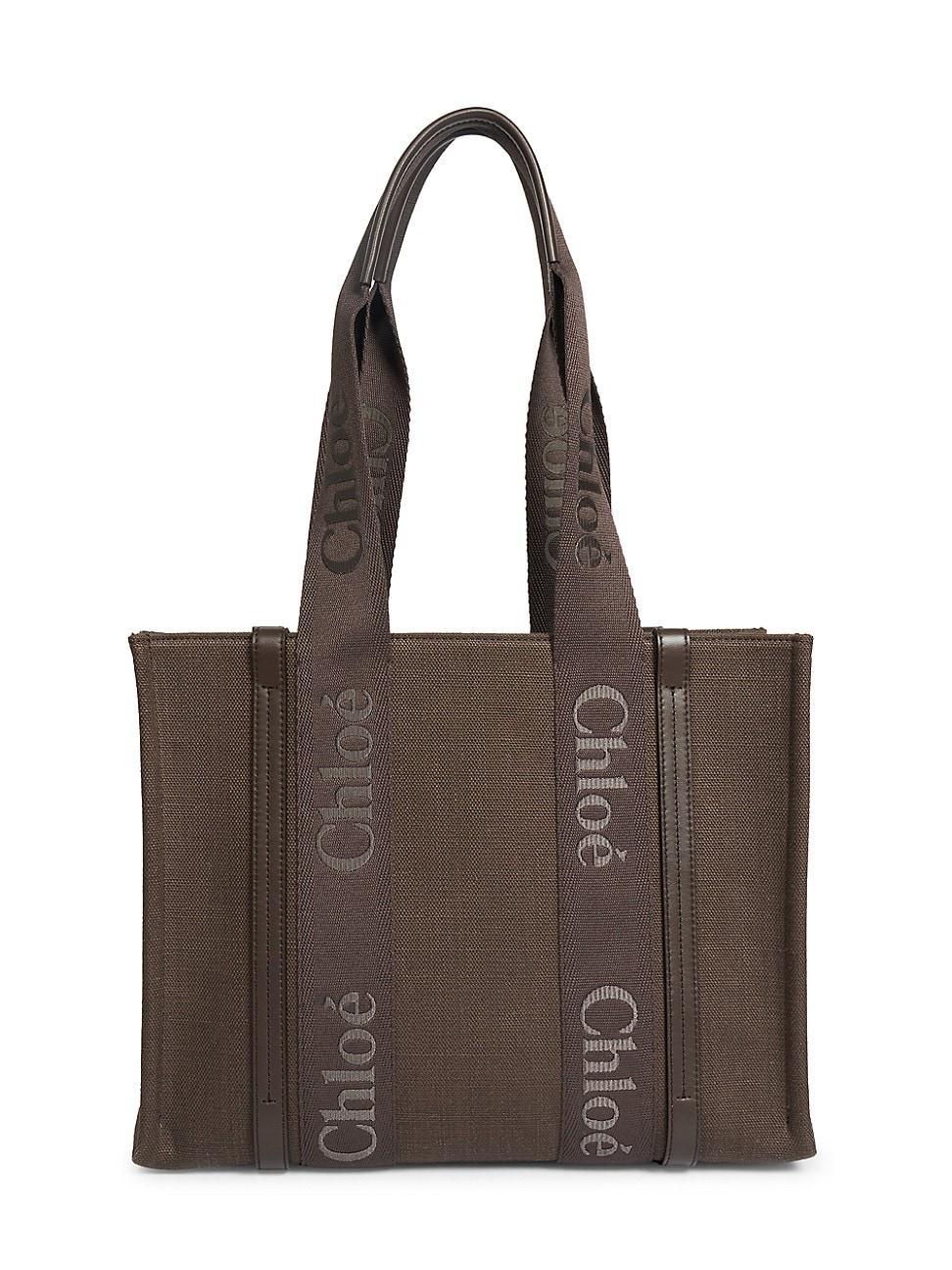 Womens Medium Linen-Leather Tote Bag Product Image