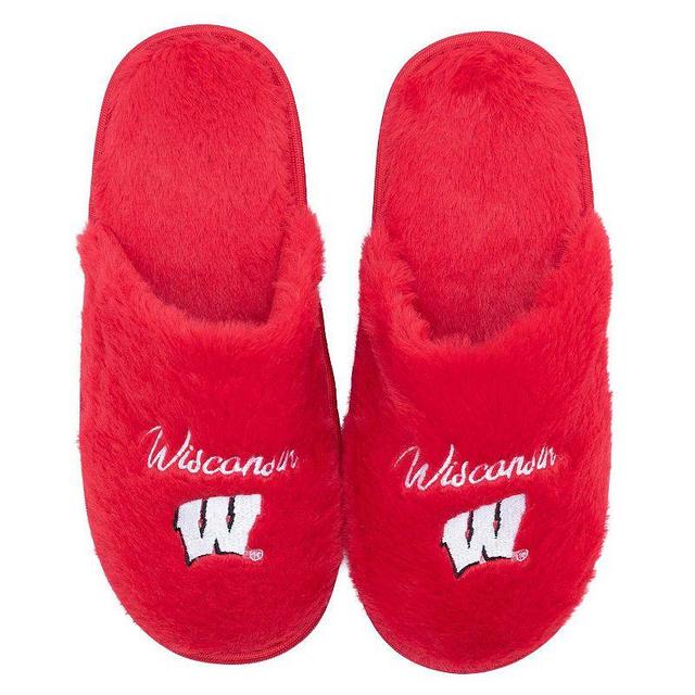 Womens ZooZatz Wisconsin Badgers Team Faux Fur Slippers Product Image