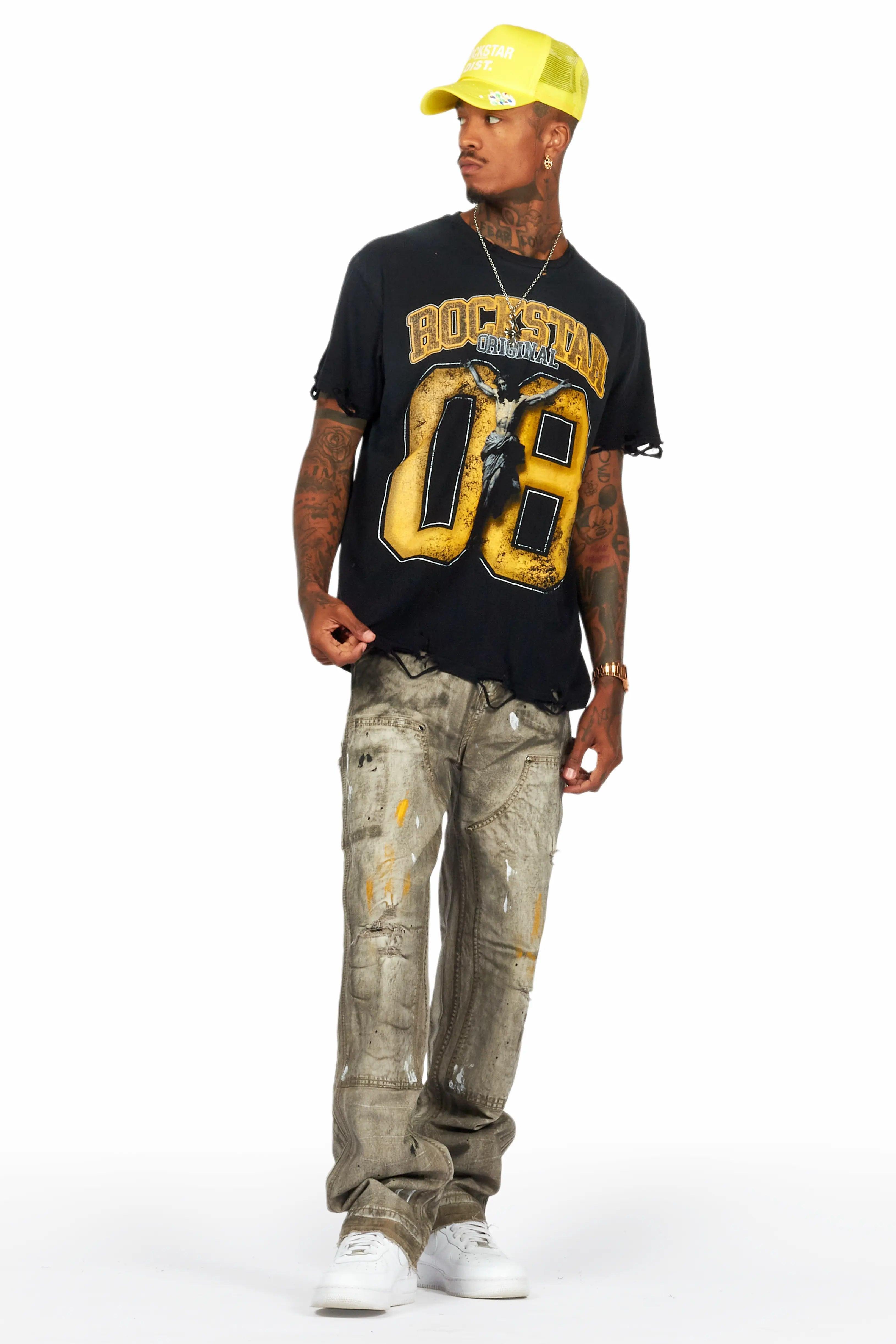 Fields Black/Yellow Oversized Graphic T-Shirt Male Product Image