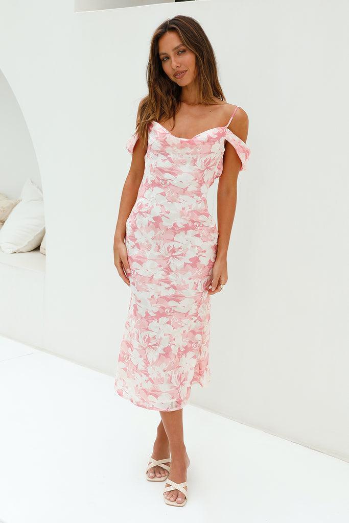 Tropical Vacation Midi Dress Pink Product Image