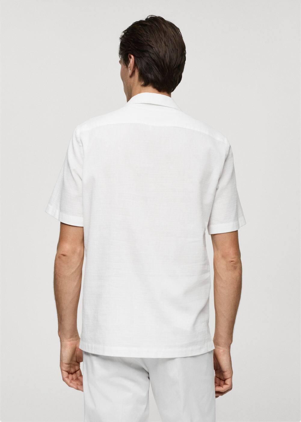 MANGO MAN - Regular-fit 100% seersucker cotton shirt whiteMen Product Image