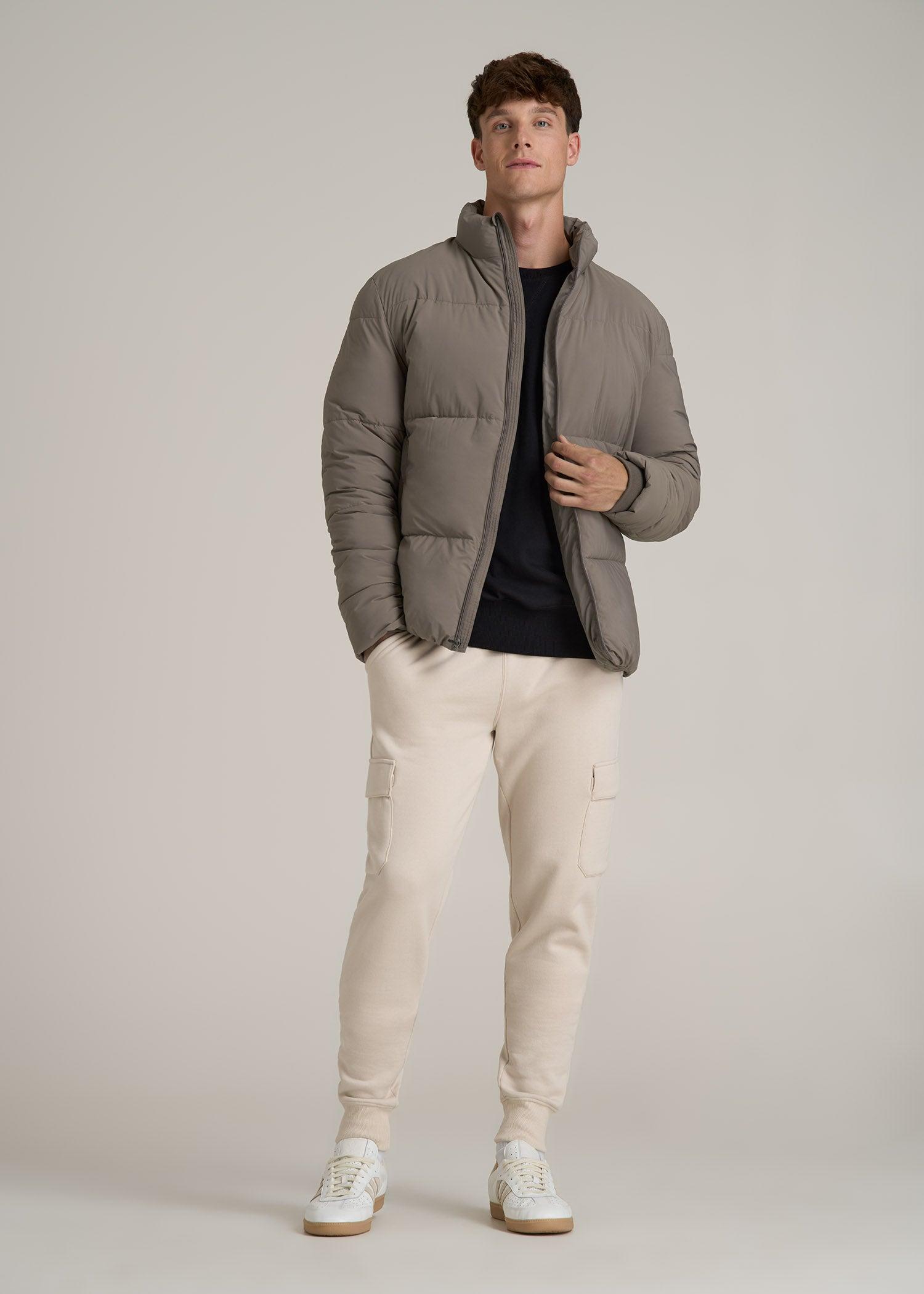 Stand Collar Puffer Coat Jacket for Tall Men in Portobello Male Product Image