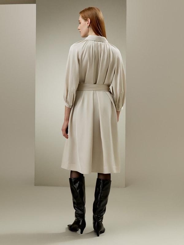 Belted Silk-Wool Windbreaker Dress Product Image