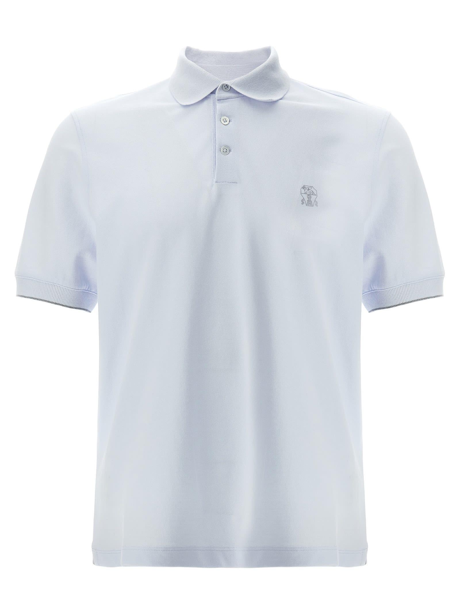 BRUNELLO CUCINELLI Polo Shirt In Light Blue Product Image