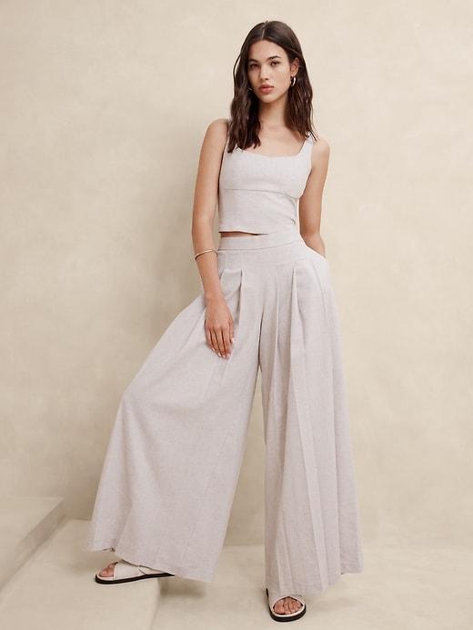 Linen-Blend Palazzo Pant Product Image