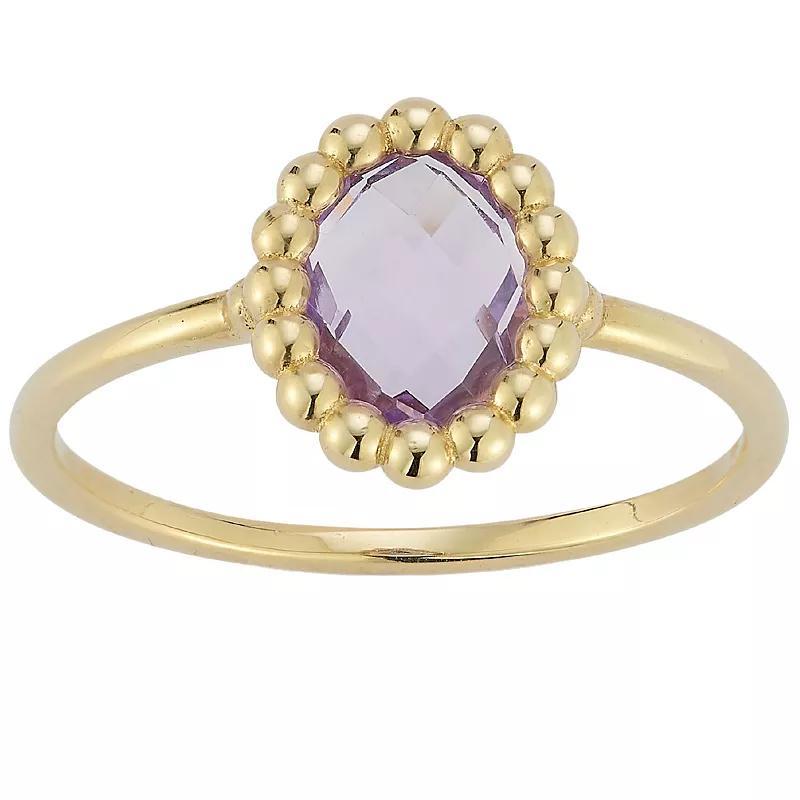 LUMINOR GOLD 14k Gold Gemstone Oval Ring, Womens Purple Product Image